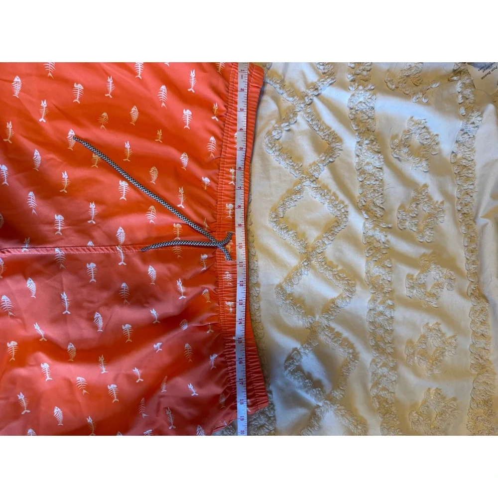 Biwisy Mens Orange Fish Bone Skeleton Print Swim Trunks Board Shorts Size 2XL